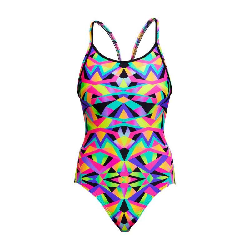 CRYSTAL EYES - LADIES DIAMOND BACK SWIMMING ONE PIECE - PURPLE