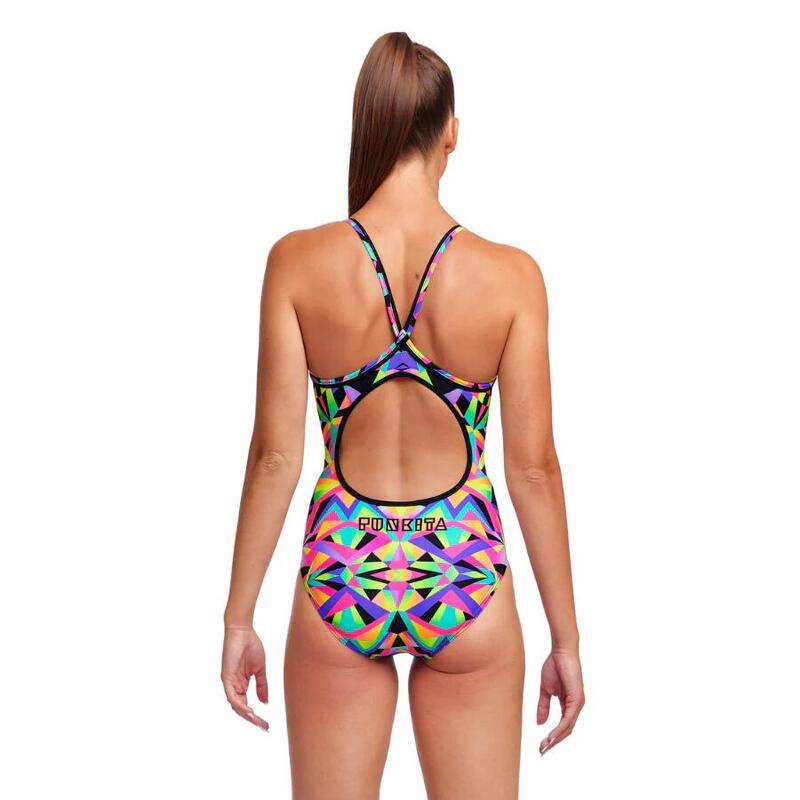 CRYSTAL EYES - LADIES DIAMOND BACK SWIMMING ONE PIECE - PURPLE