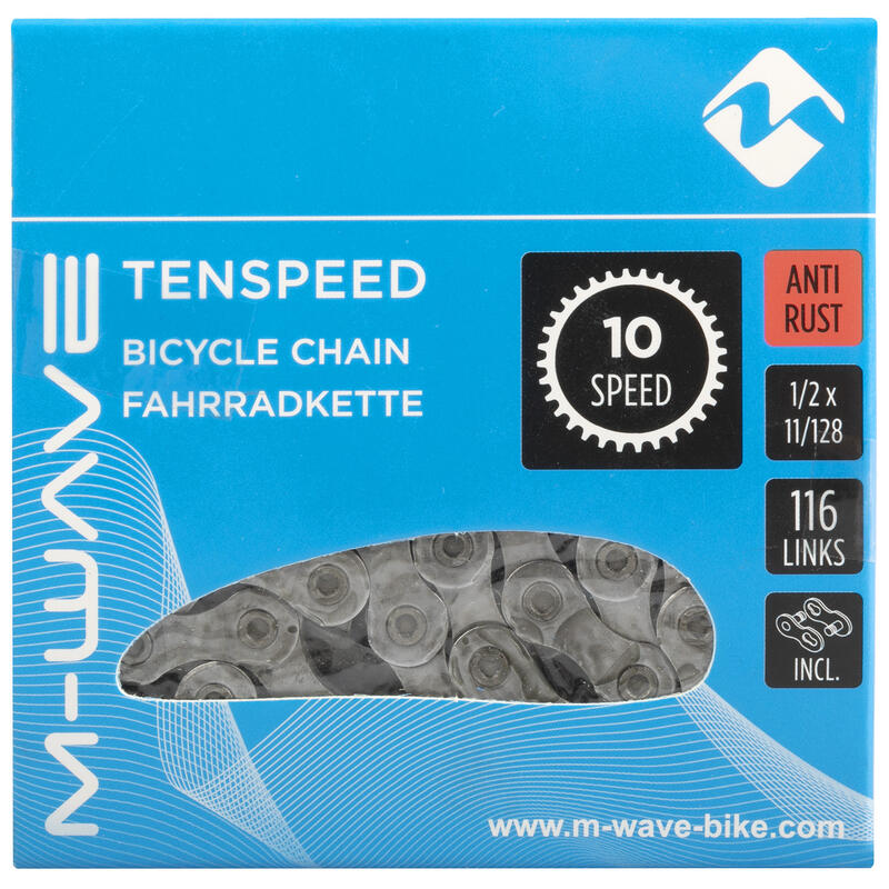 M-WAVE Fahrradkette Tenspeed, mit Anti-Rost-Beschichtung, silber