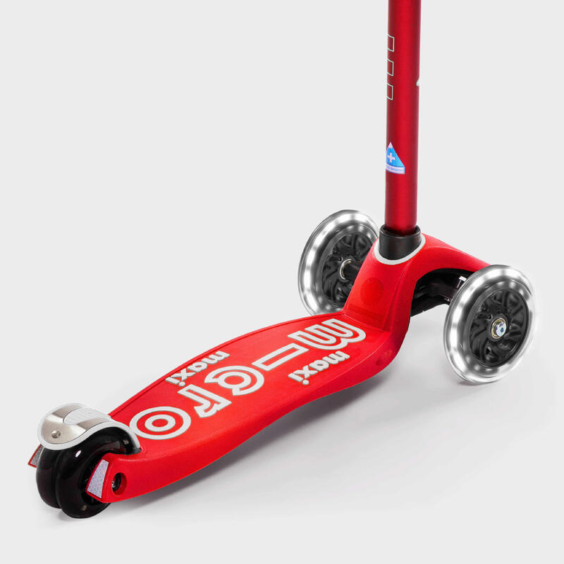 TROTINETE DE LED VERMELHO MICRO MAXI DELUXE KIDS COM 3 RODAS DESTACÁVEIS