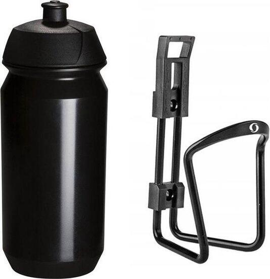 Flaschenhalter mit Tacx Trinkflasche 500cc - Schwarz - Aluminium