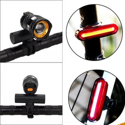 Fietsverlichtingsset 450/120 lumen usb oplaadbaar voorlicht en achterlicht