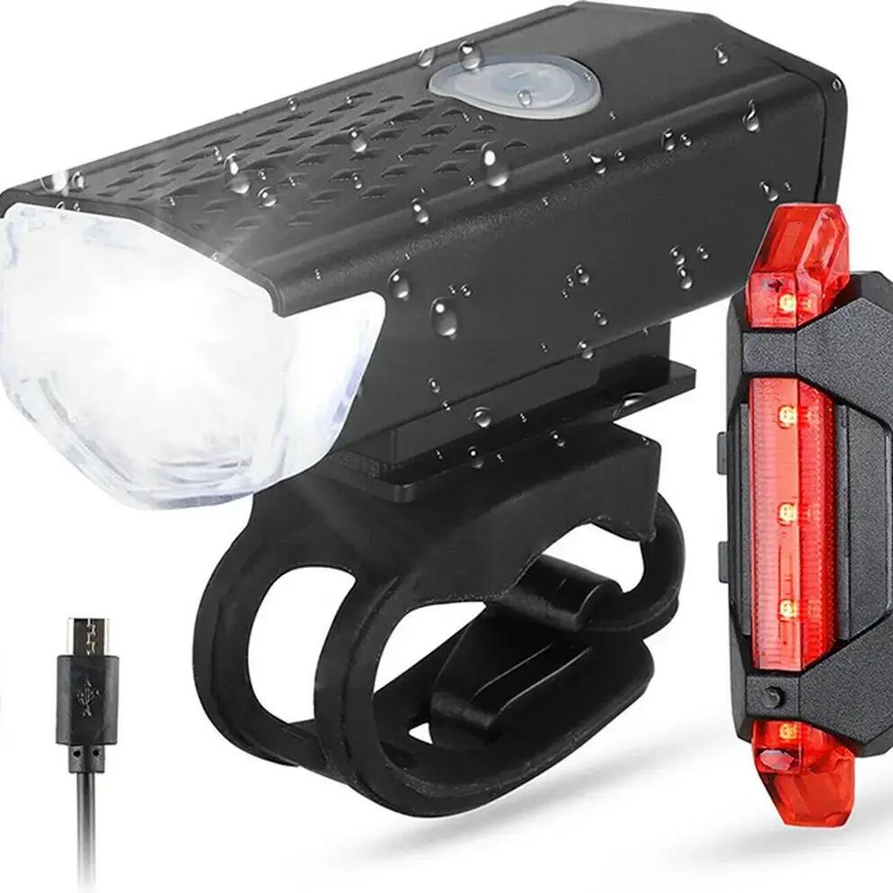 Bicycle Lighting Set Front Light and Rear Light 300 and 20 Lumen