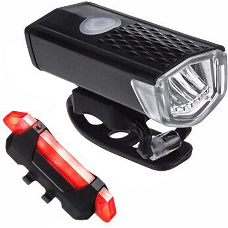 Kit d'éclairage LED pour vélo - Feu avant et feu arrière - 300 & 20 Lumens