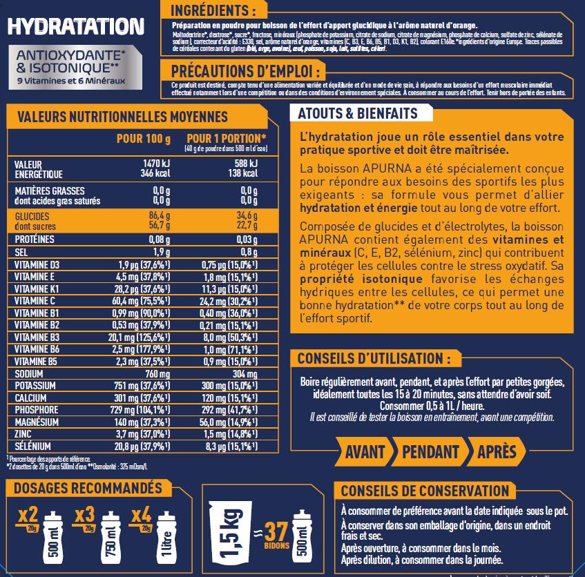 Boisson hyd  isotonique Doypack - Orange 1,5kg 3/4