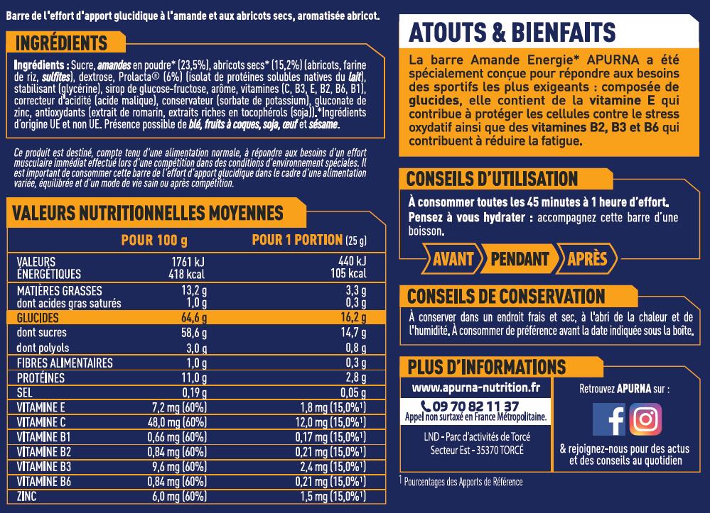Lot de 5 barres fondantes Apurna Abricot/Amande 4/5