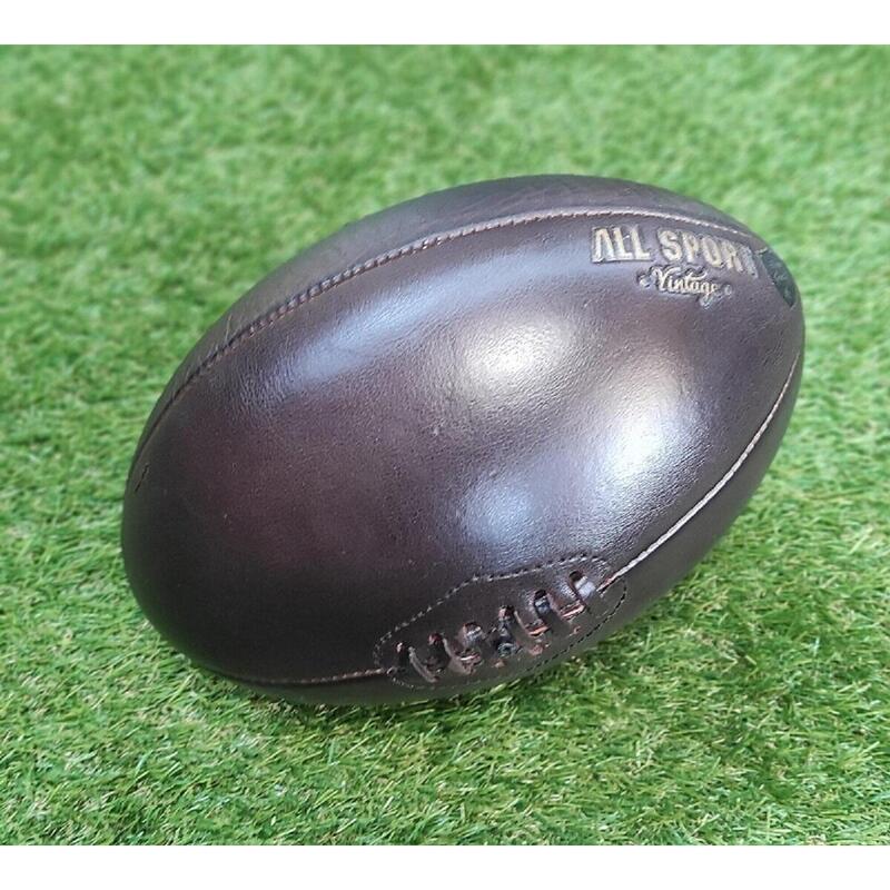 ALL SPORT VINTAGE- Ballon de Rugby - Chocolat. Marque Française.