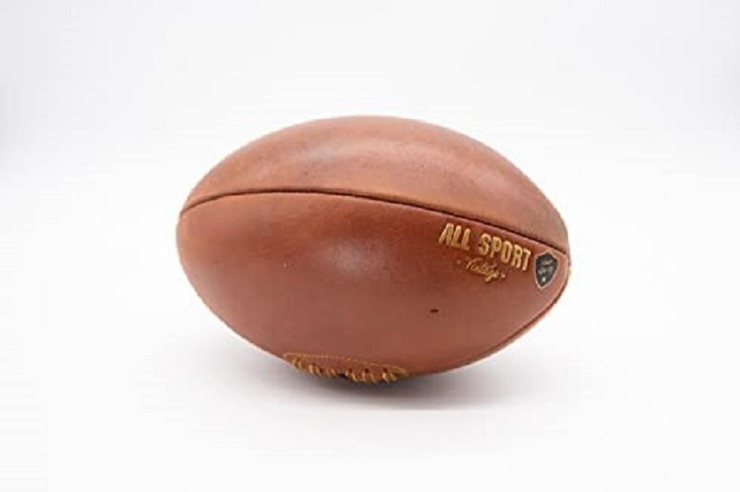 ALL SPORT VINTAGE -Ballon de Rugby Marron en cuir. Marque française. 2/2