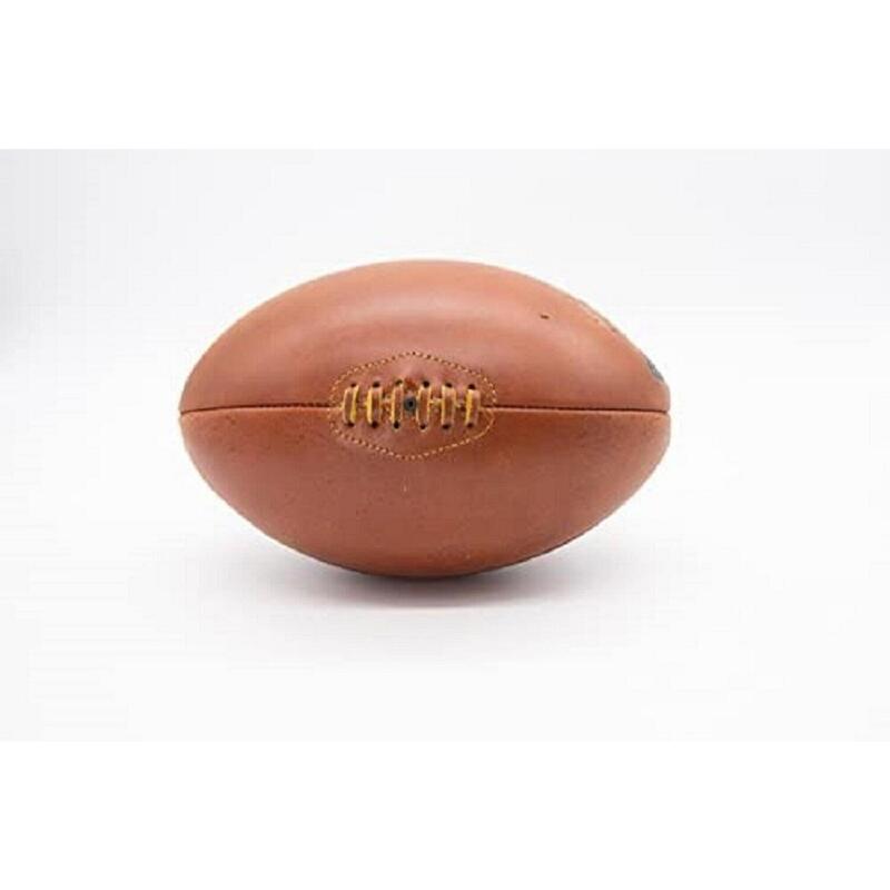 ALL SPORT VINTAGE -Ballon de Rugby Marron en cuir. Marque française.