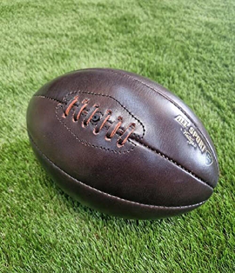 ALL SPORT VINTAGE - Ballon De Rugby 8 Pans - Chocolat - Cuir -Marque Française. 2/2