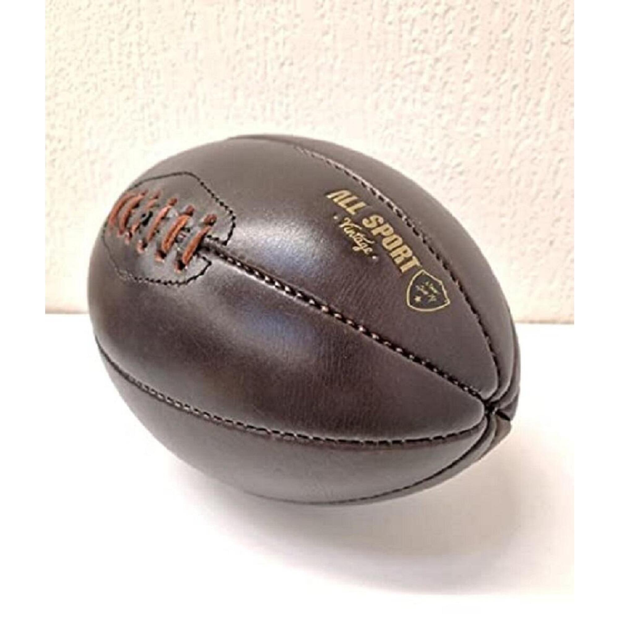 All Sport Vintage - All Sport Vintage - Ballon De Rugby 8 Pans - Chocolat - Cuir -marque Française. - Ballon De Rugby - Marron - 5 - Decathlon