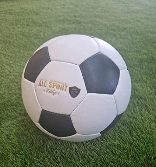 ALL SPORT VINTAGE- Ballon de Football Noir et Blanc année 70. Marque Française