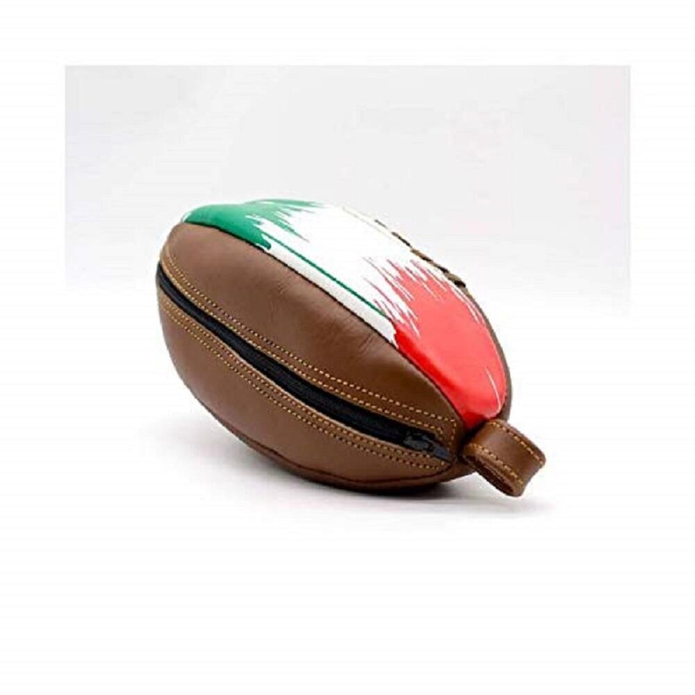 ALL SPORT VINTAGE-Trousse De Toilette Rugby - Marron et Drapeau Italien - Cuir. 2/2