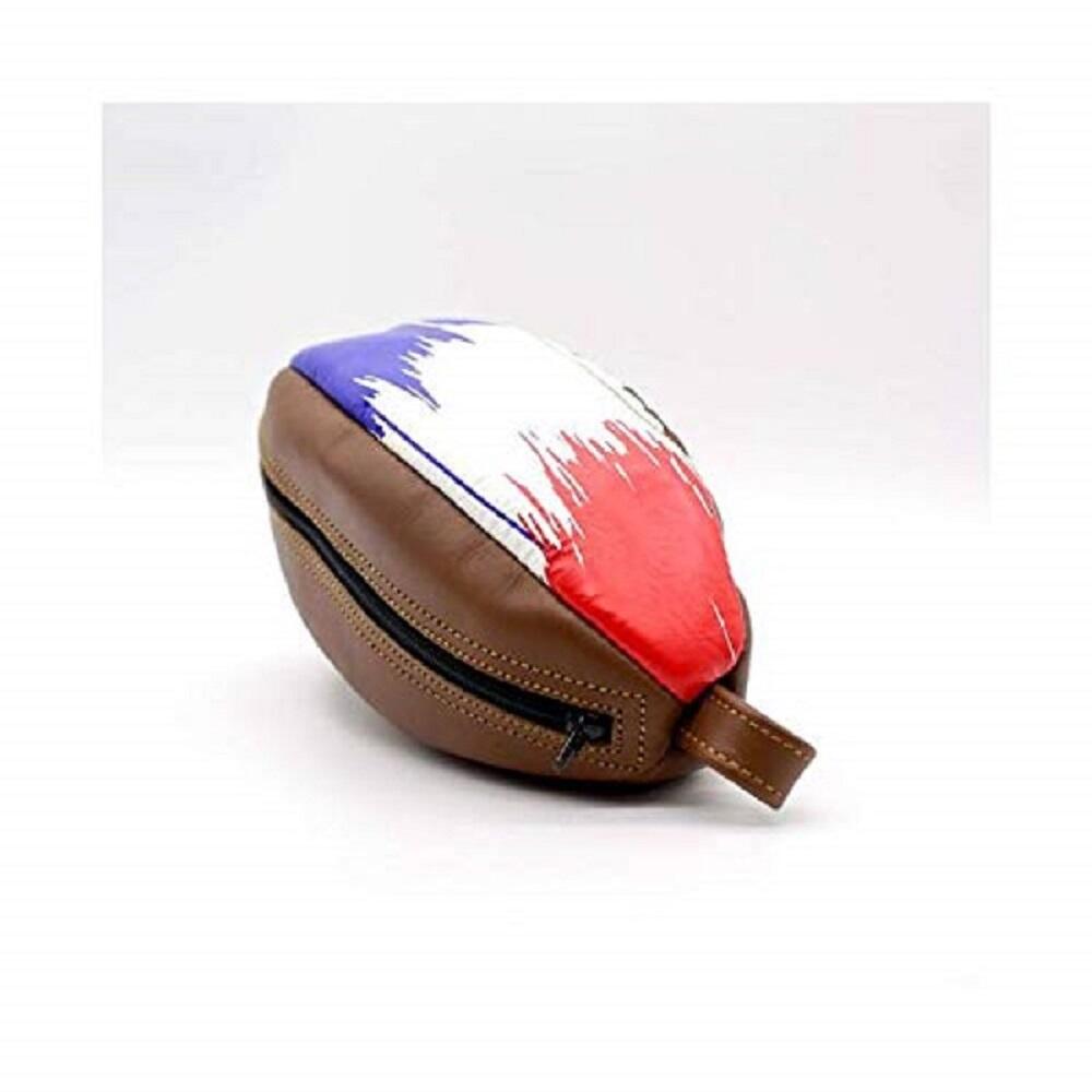 ALL SPORT VINTAGE -Trousse De Toilette Rugby - Drapeau Français. Cuir. 2/2
