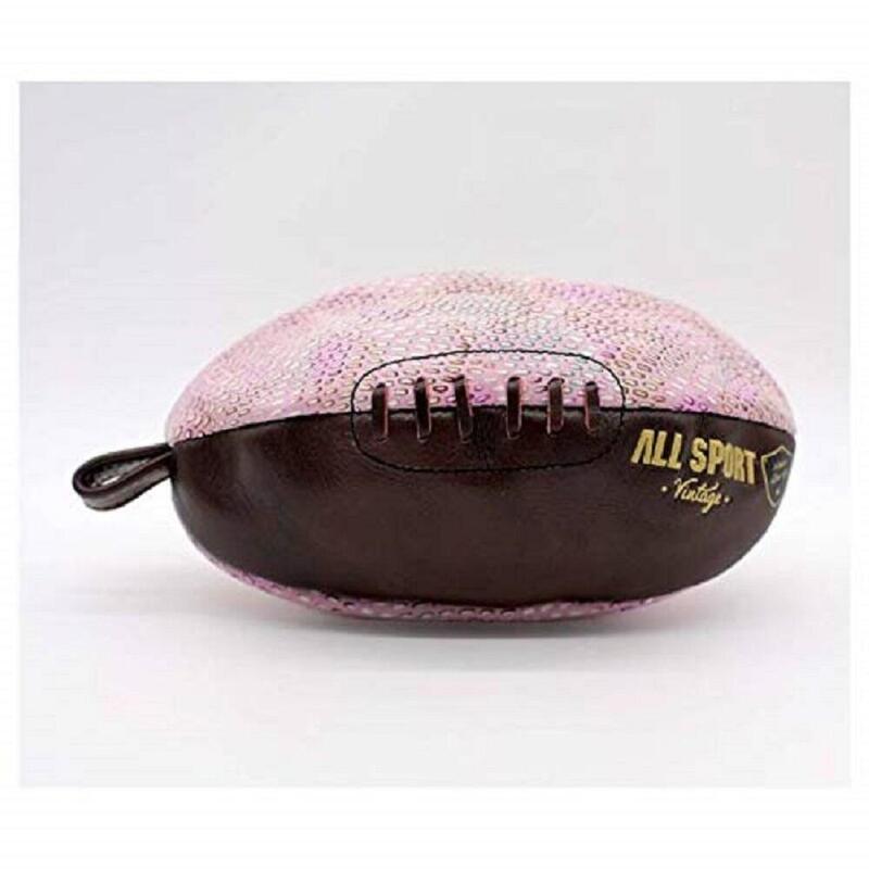 ALL SPORT VINTAGE - Trousse De Toilette Rugby - Chocolat Et Rose - Cuir.