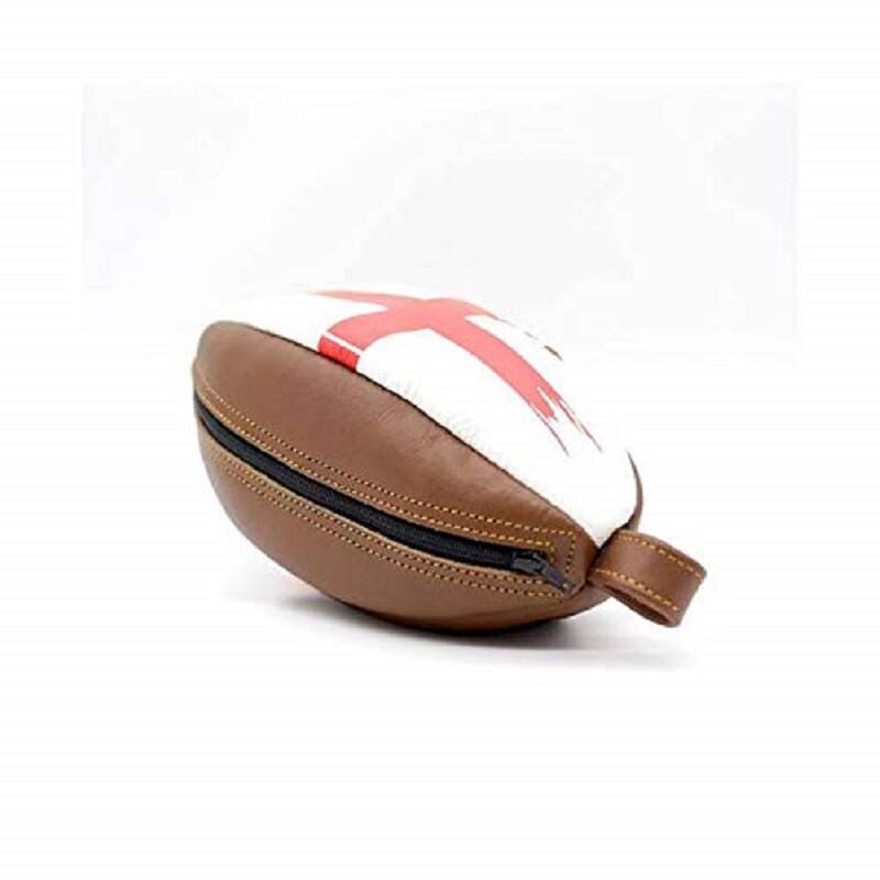 ALL SPORT VINTAGE - Trousse De Toilette Rugby - Marron et Drapeau Anglais. Cuir.