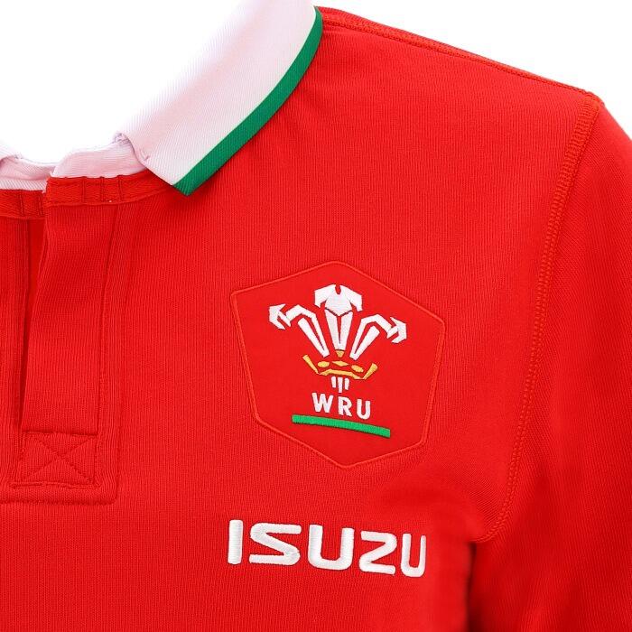 Macron Wales WRU Womens Home Cotton Rugby Shirt 58127368 Red 3/4