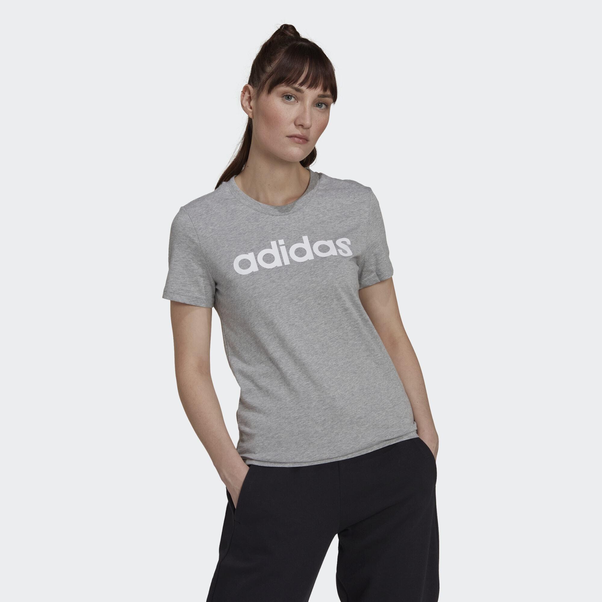 Adidas - T-shirt Slim Logo Essentials - T-shirt Manches Courtes - Blanc|gris - S - Decathlon