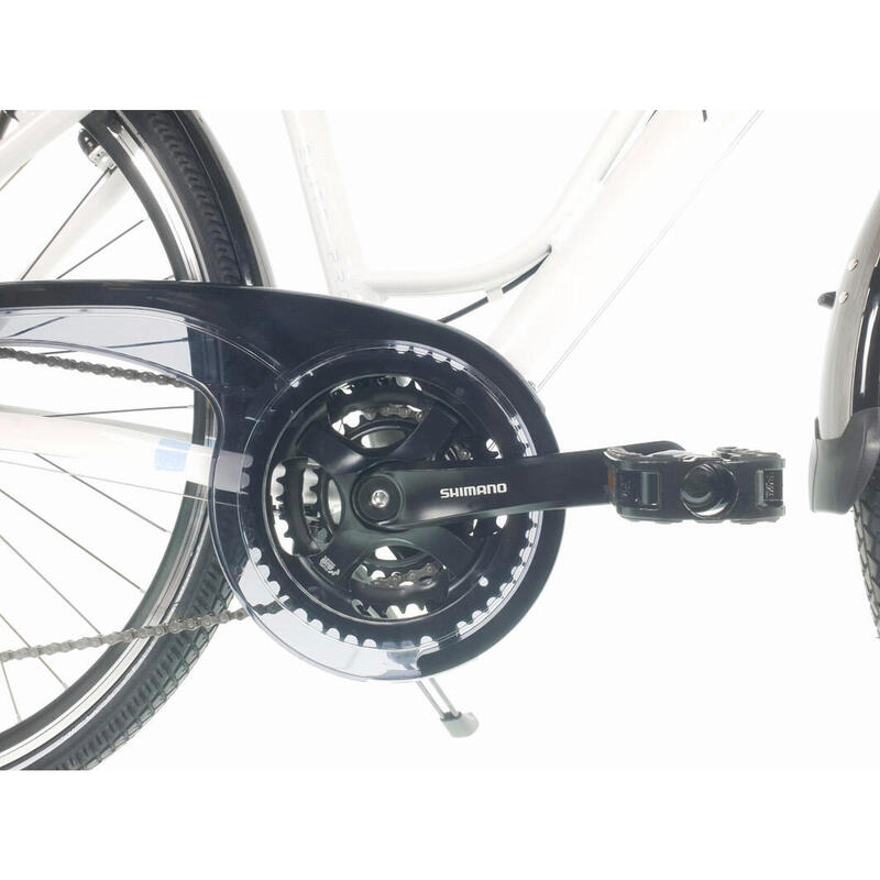 Bicicleta Dama Kands® Elite Pro Alu, Shimano, Cu suspensie, Roata 28'', Alb
