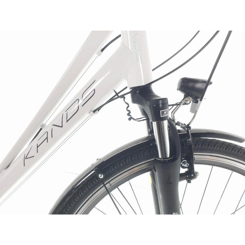 Bicicleta Dama Kands® Elite Pro Alu, Shimano, Cu suspensie,  Roata 28'', Alb