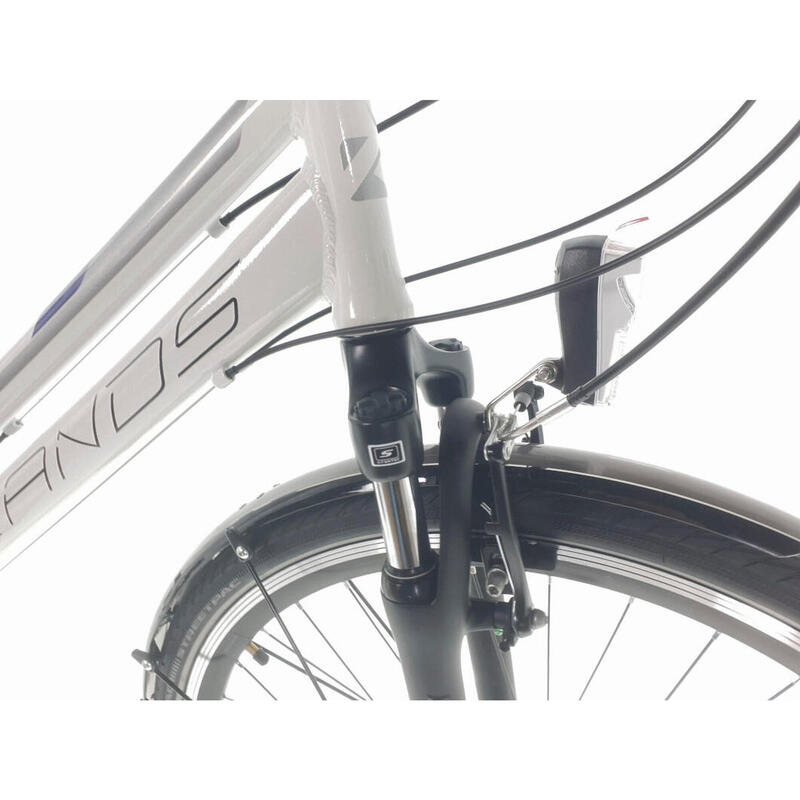 Bicicleta Dama Kands® Travel-X Alu, Shimano, Cu suspensie, Roata 28'', Alb