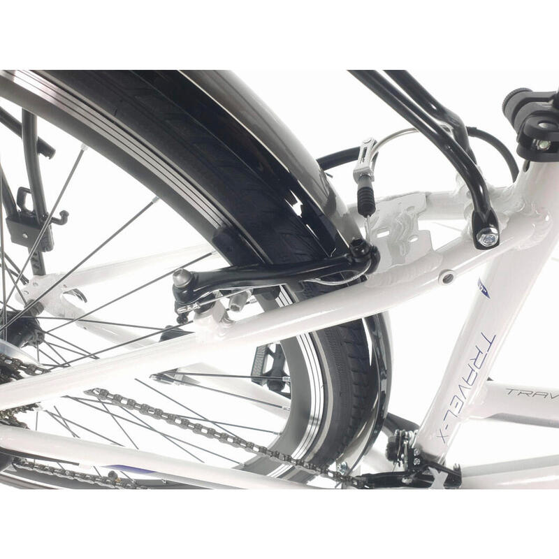 Bicicleta Dama Kands® Travel-X Alu, Shimano, Cu suspensie, Roata 28'', Alb