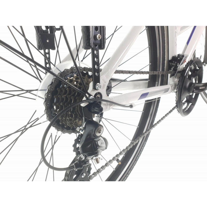 Bicicleta Dama Kands® Travel-X Alu, Shimano, Cu suspensie,  Roata 28'', Alb