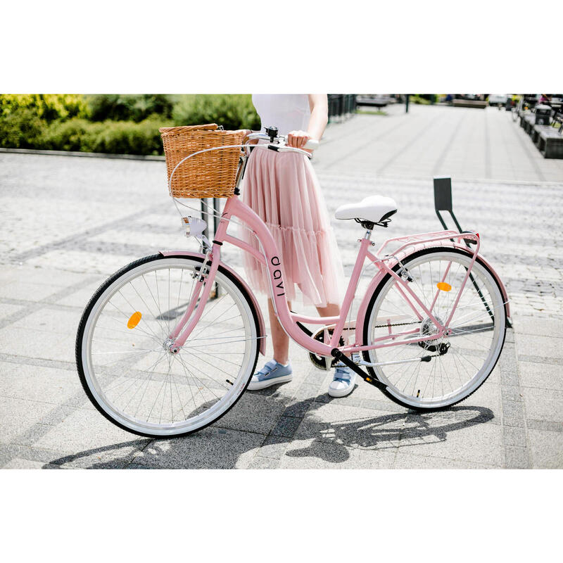 Bicicleta dama cu cos rachita Davi® Lila  Roata 28", 160-185 cm inaltime, Roz