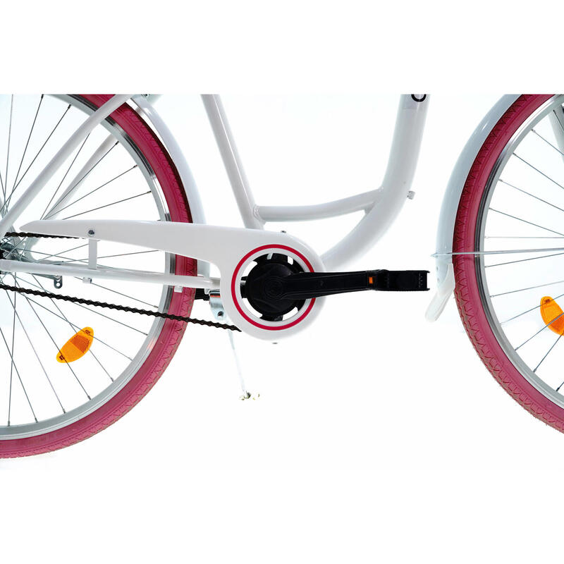 Davi Lila Női kerékpár 28″, Fonott, 160-185 cm magasság, Fehér/Rózsaszín