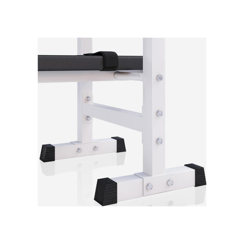 Banco Musculación y Pesas Gorilla Sports Blanco Plegable con Rack para Barra