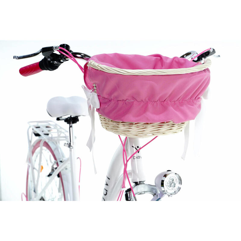 Davi Maria Alu Női kerékpár 7 fokozat 28″, Fonott, 160-185 cm, Fehér/Rózsaszín