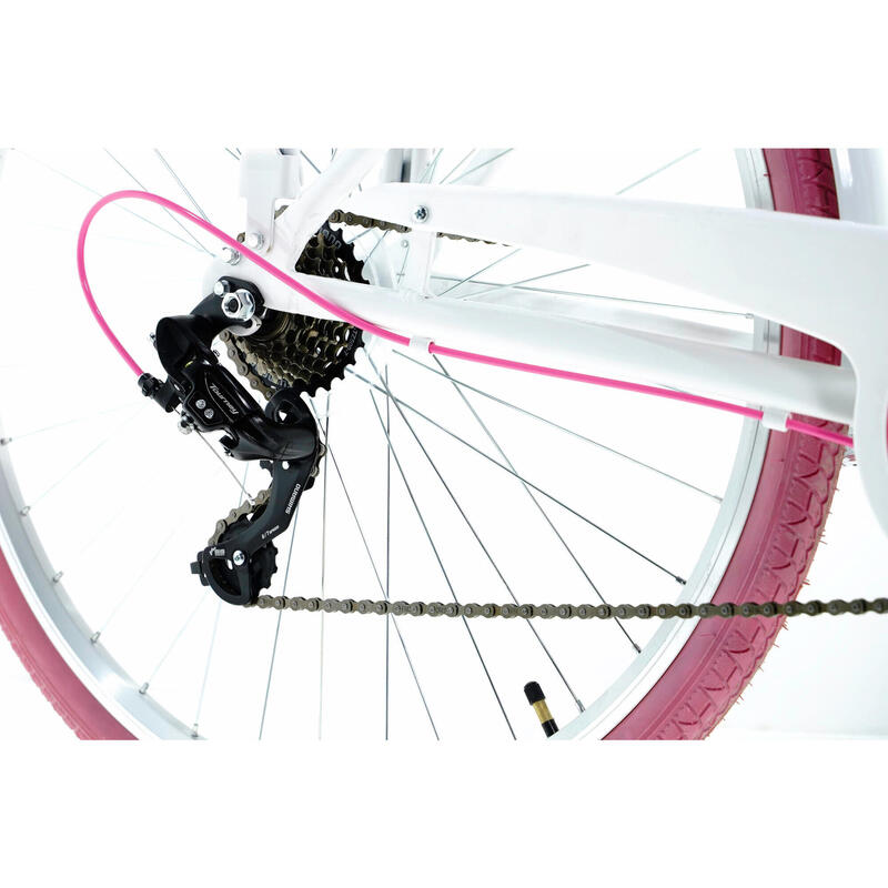 Davi Maria Alu Női kerékpár 7 fokozat 28″, Fonott, 160-185 cm, Fehér/Rózsaszín