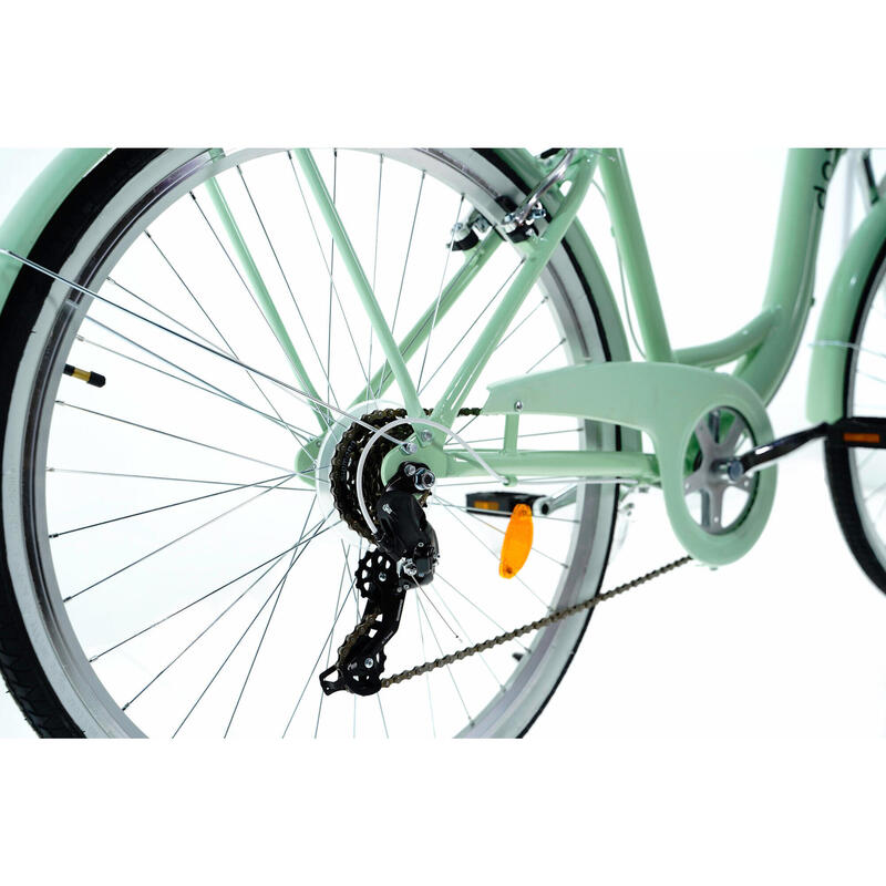 Bicicleta dama cu cos rachita Davi® Maria, Alu, 7 viteze 28", 160-185 cm , Verde
