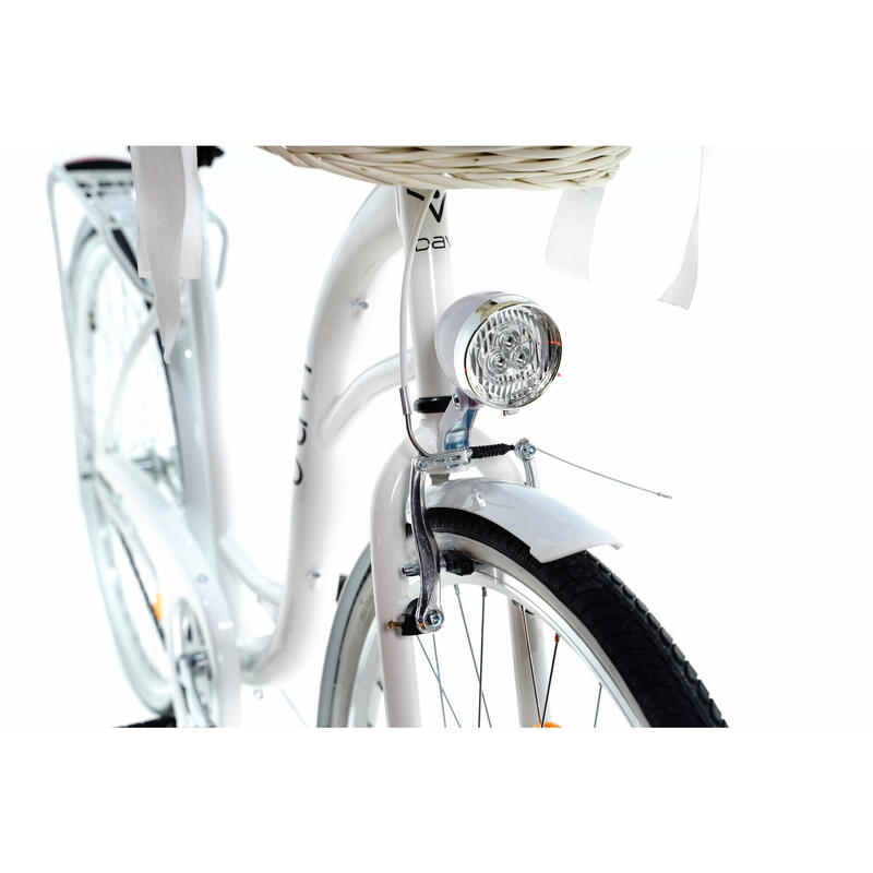 Bicicleta dama cu cos rachita Davi® Lila  Roata 28", 160-185 cm inaltime, Alb