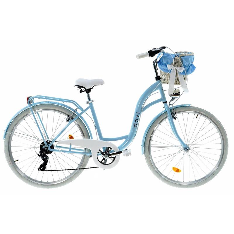 Bicicleta dama cu cos rachita Davi® Davi Emma 7 viteze 28", 160-185 cm, Albastru