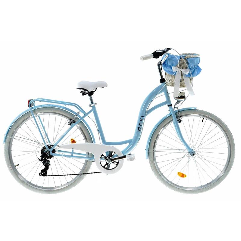 Bicicleta dama cu cos rachita Davi® Emma 7 viteze 28", 160-185 cm, Albastru