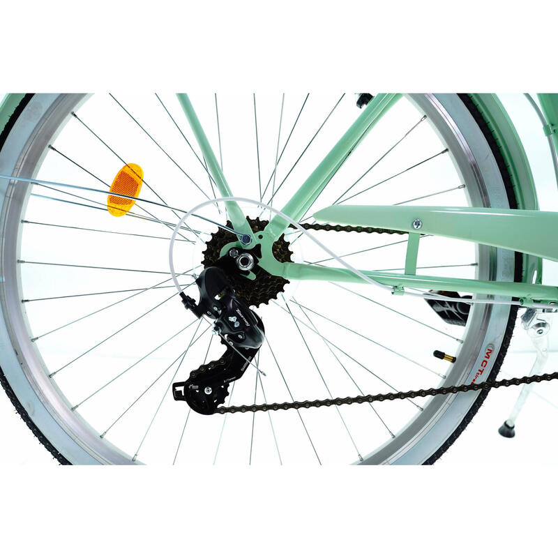 Bicicleta dama cu cos rachita Davi® Emma 7 viteze 28", 160-185 cm, Verde