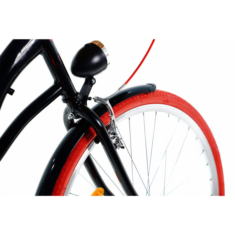 Bicicleta dama cu cos rachita Davi® Lila  Roata 28", 160-185 cm, Negru/Rosu