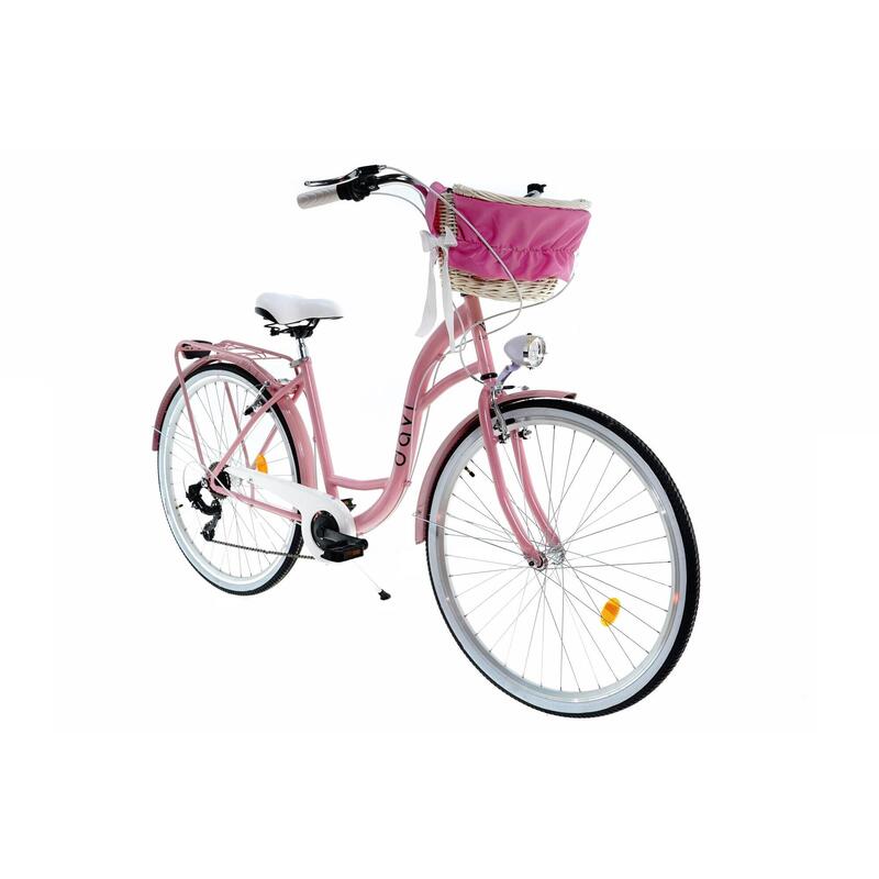 Bicicleta dama cu cos rachita Davi® Emma 7 viteze 28", 160-185 cm, Roz