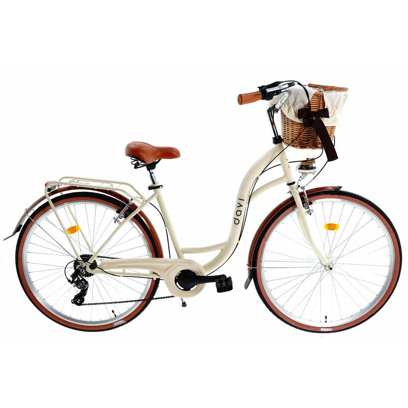 Bicicleta dama cu cos rachita Davi® Emma 7 viteze 28", 160-185 cm, Maro Cafeniu