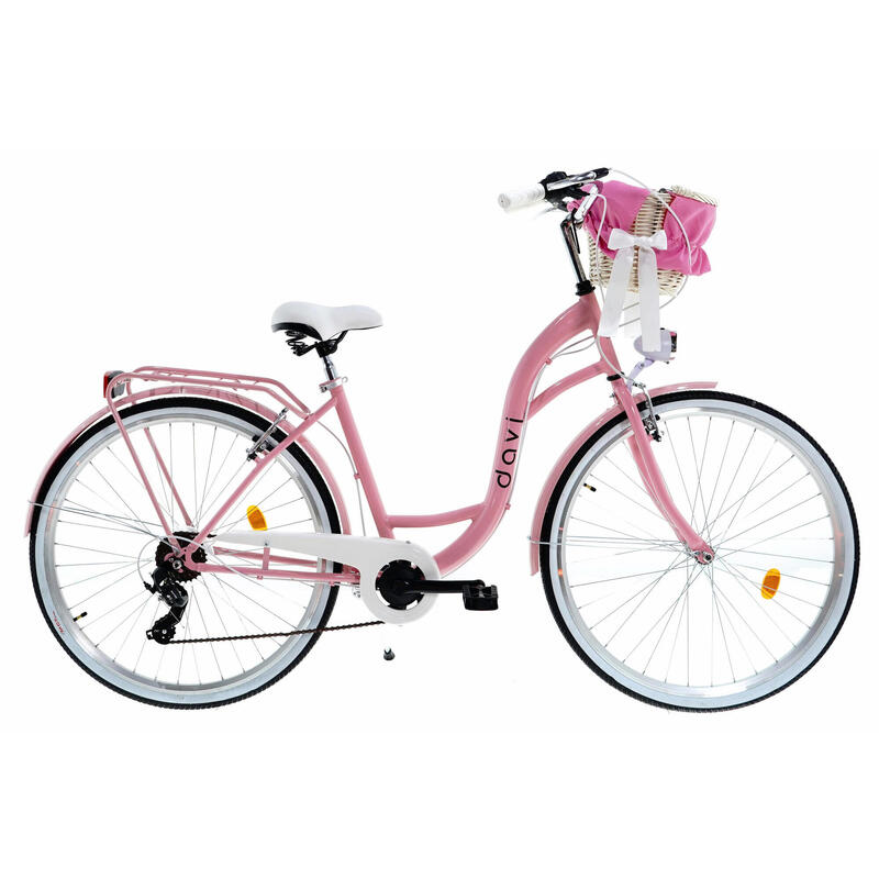 Davi Emma Női kerékpár 7 fokozat 28″, Fonott, 160-185 cm magasság, Rózsaszín