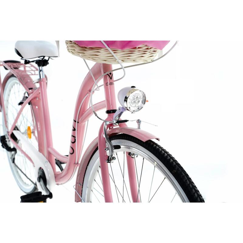 Bicicleta dama cu cos rachita Davi® Emma 7 viteze 28", 160-185 cm, Roz