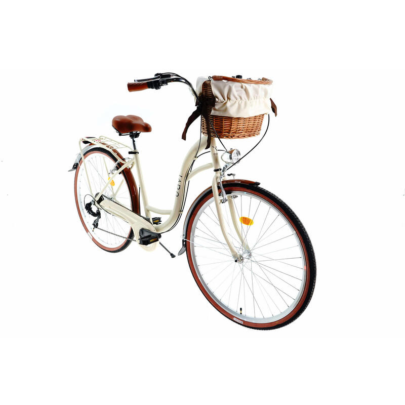 Bicicleta dama cu cos rachita Davi® Emma 7 viteze 28", 160-185 cm, Maro Cafeniu