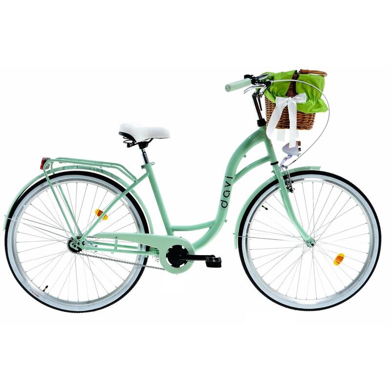 Bicicleta dama cu cos rachita Davi® Lila  Roata 28", 160-185 cm inaltime, Verde