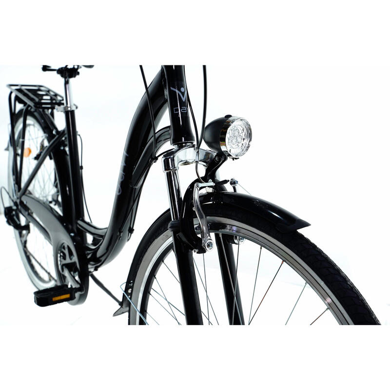 Bicicleta dama cu cos rachita Davi® Maria, Alu, 7 viteze 28", 160-185 cm , Negru