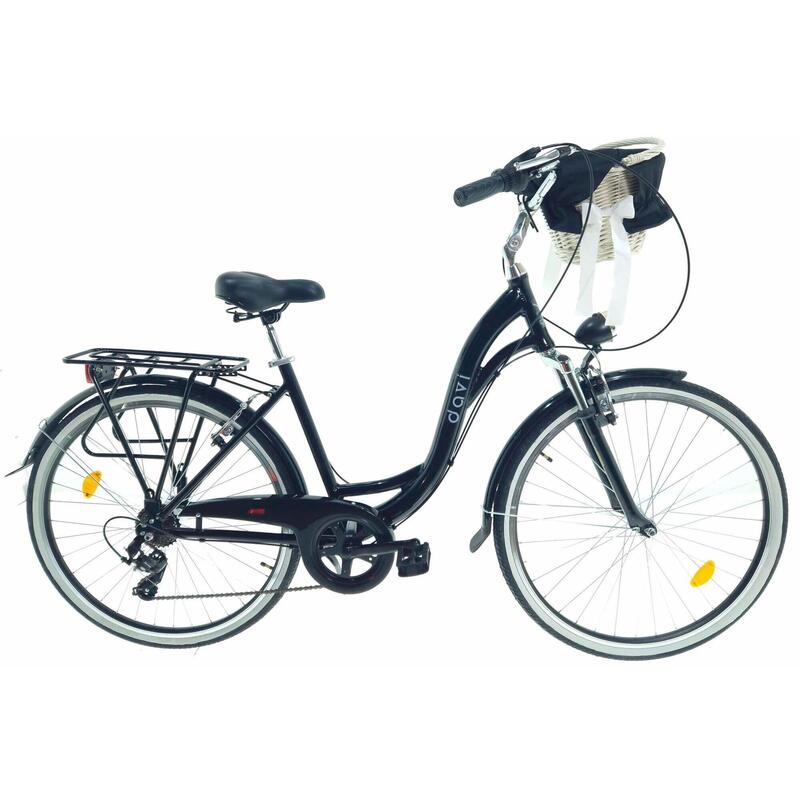 Bicicleta dama cu cos rachita Davi® Maria, Alu, 7 viteze 28", 160-185 cm , Negru