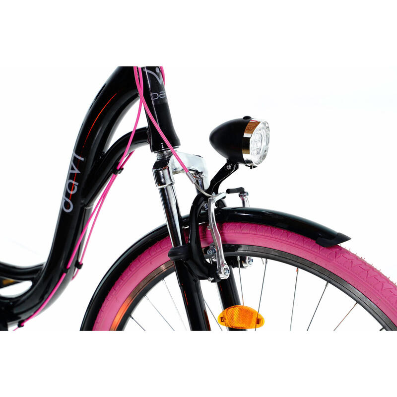 Davi Maria Alu Női kerékpár 7 fokozat 28″, Fonott, 160-185 cm, Fekete/Rózsaszín