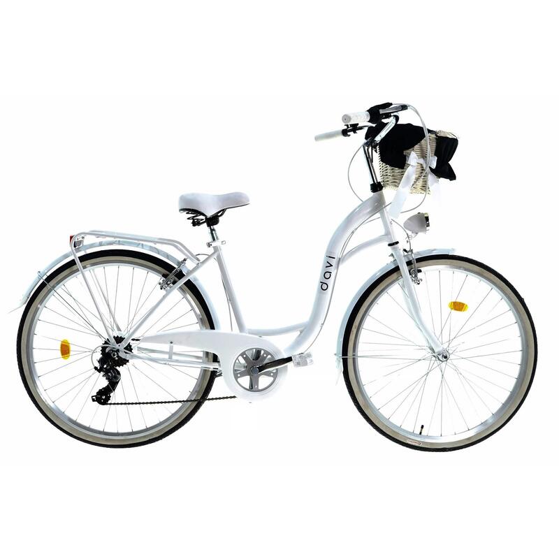 Bicicleta dama cu cos rachita Davi® Emma 7 viteze 28", 160-185 cm, Alb