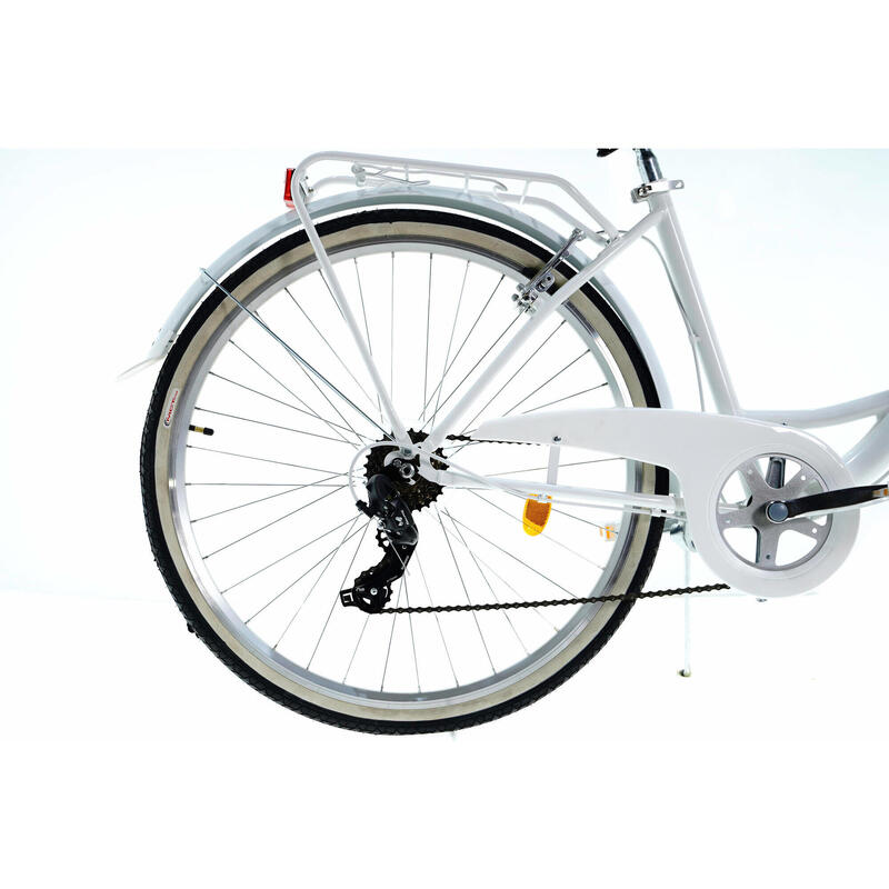 Bicicleta dama cu cos rachita Davi® Emma 7 viteze 28", 160-185 cm, Alb
