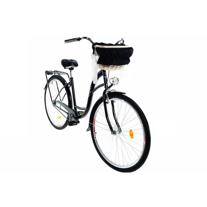 Bicicleta dama cu cos rachita Davi® Lila  Roata 28", 160-185 cm inaltime, Negru